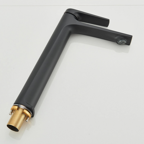 Baterie chiuvetă baie 31 cm negru mat cu pipa înclinată 15° [5]