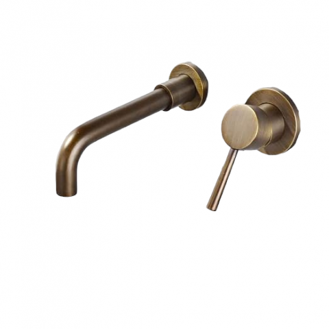 Baterii Pentru Baie - Baterie lavoar încastrabilă bronz antichizat cu pipă fixă 15 cm