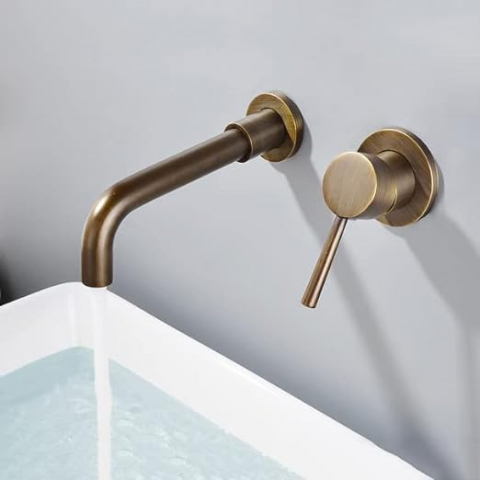 Baterie lavoar încastrabilă bronz antichizat cu pipă fixă 15 cm [1]