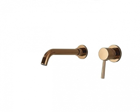 Baterii Pentru Baie - Baterie lavoar încastrabilă Rose Gold cu pipă fixă 15 cm