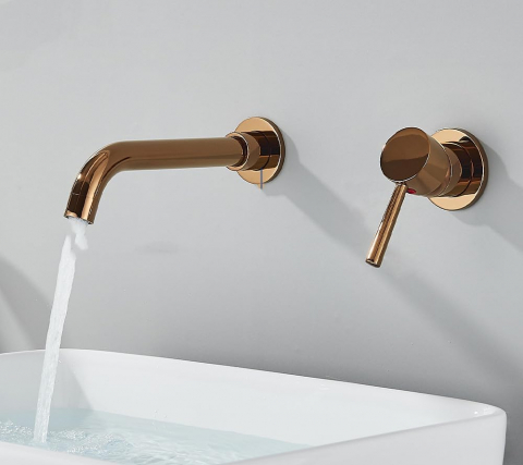 Baterie lavoar încastrabilă Rose Gold cu pipă fixă 15 cm [2]