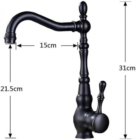 Baterie retro negru mat antichizat 31 cm pentru baie sau bucătărie [9]