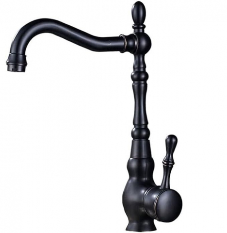 Baterii Pentru Bucătărie - Baterie retro negru mat antichizat 31 cm pentru baie sau bucătărie