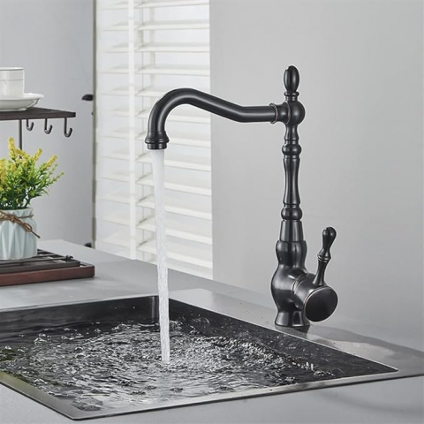 Baterie retro negru mat antichizat 31 cm pentru baie sau bucătărie [6]