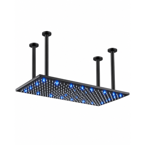 Accesorii - Cap de duș tip ploaie BisDesign® 40 × 80 cm, negru mat, LED