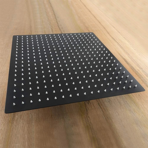 Cap duș pătrat BisDesign® Ultra Slim 40x40 cm, finisaj negru mat, oțel inoxidabil [2]