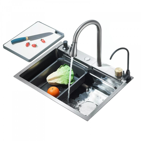Chiuvete Multifuncționale Bucătărie - Chiuvetă multifuncțională bucătărie gri grafit 600x450 mm cu accesorii premium