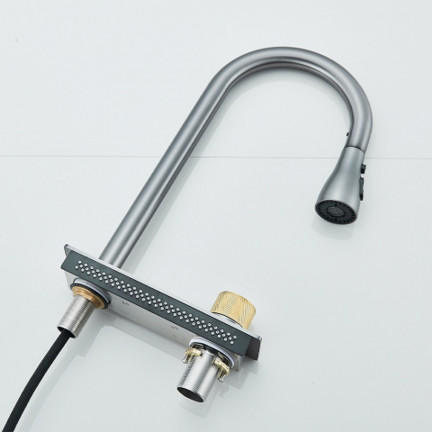 Chiuvetă multifuncțională bucătărie gri grafit 600x450 mm cu accesorii premium [11]