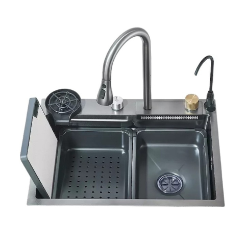 Chiuvete Multifuncționale Bucătărie - Chiuvetă multifuncțională bucătărie gri grafit 600x450 mm cu accesorii premium