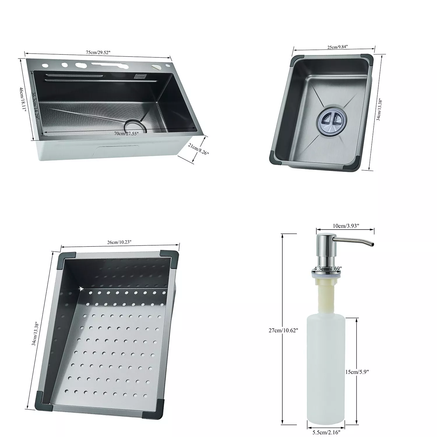 Chiuvetă multifuncțională gri grafit 77 L cu LCD și accesorii premium [16]