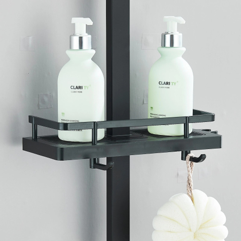 Coloană de Duș BisDesign®, Acționare Buton, Reglabilă, Cos Organizator, Negru Mat/Auriu, 4 Funcții, Pălărie 20 cm [8]