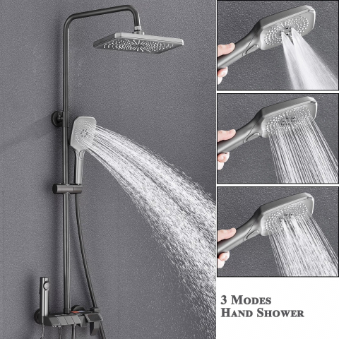 Coloană de duș gri antracit cu afișaj LCD și palărie Rainfall 28 cm [2]