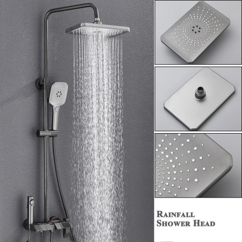 Coloană de duș gri antracit cu afișaj LCD și palărie Rainfall 28 cm [1]