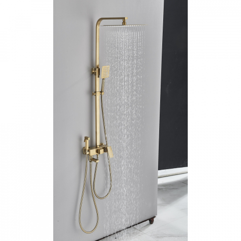 Coloană de duș auriu mat cu pălărie 20 cm și 4 funcții de curgere [1]