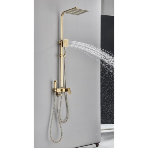 Coloană de duș auriu mat cu pălărie 20 cm și 4 funcții de curgere [2]