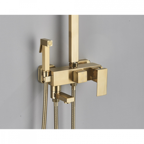 Coloană de duș auriu mat cu pălărie 20 cm și 4 funcții de curgere [6]