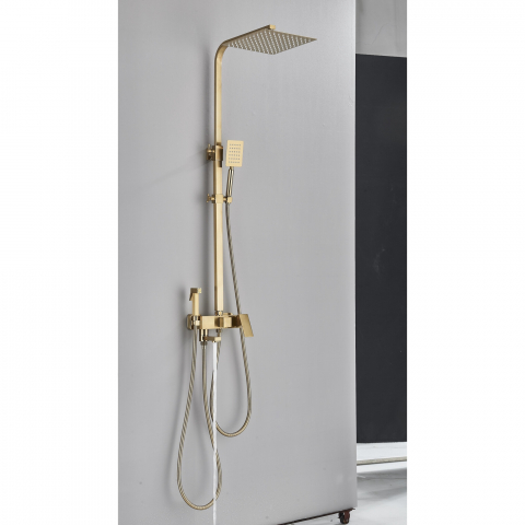 Coloană de duș auriu mat cu pălărie 20 cm și 4 funcții de curgere [4]