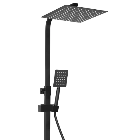 Coloană de duș reglabilă negru mat cu pălărie 20 cm și 2 funcții [1]