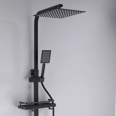 Coloană de duș reglabilă negru mat cu pălărie 20 cm și 2 funcții [5]