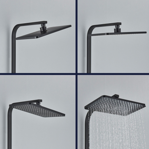 Coloană de duș negru mat reglabilă 73-116 cm, para 30 cm ploaie, 3 funcții [3]