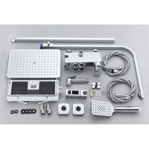 Coloană de duș crom lucios cu termostat și display LCD, 4 funcții [3]