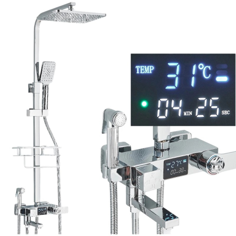 Coloane de Duș - Coloana Dus BisDesign Termostat LCD Crom Lucios 29 cm