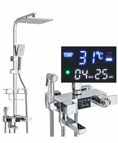 Coloane de Duș - Coloana Dus BisDesign Termostat LCD Crom Lucios 29 cm