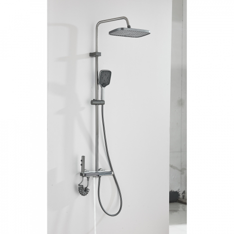 Sistem de duș negru mat cu afișaj digital, palărie Rainfall 30 cm și 4 funcții [14]