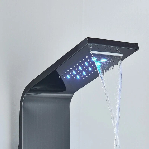 Panel de duș BisDesign® negru metalizat cu LED, display digital, funcție ploaie, cascadă și hidromasaj SPA [3]