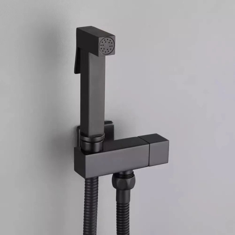 Duș igienic încastrabil finisaj negru mat, mixer apă rece, BisDesign [5]