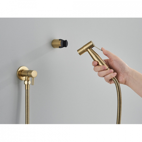 Duș igienic încastrabil auriu mat din inox SUS304 cu pipă pivotantă [2]
