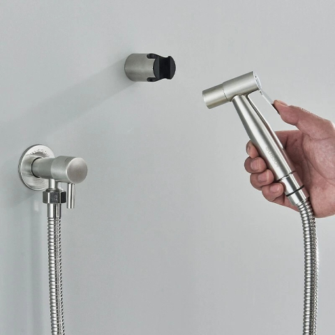 Duș igienic incastrabil bideu/WC crom nichelat cu mixer apă caldă/rece [4]