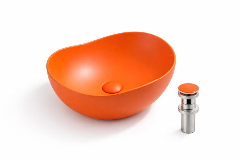 Lavoare Baie - Lavoar chiuveta baie pe blat BisDesign ceramica portocaliu mat rotund