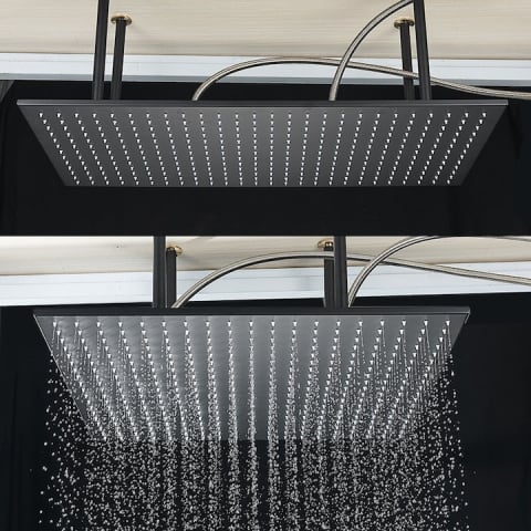 Sistem duș încastrabil negru mat cu termostat, para tavan 40x80 cm și LED [2]
