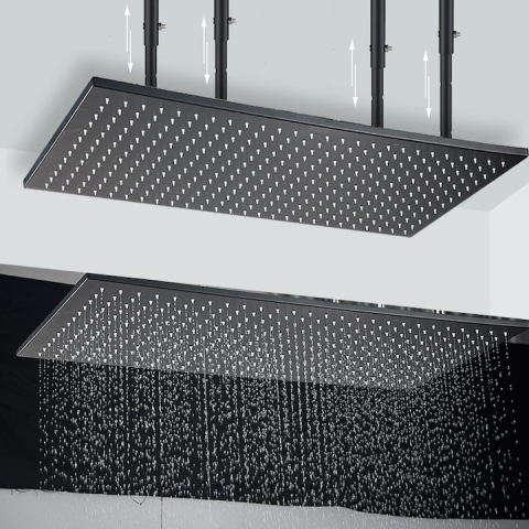 Sistem duș încastrabil negru mat cu termostat, para tavan 40x80 cm și LED [1]