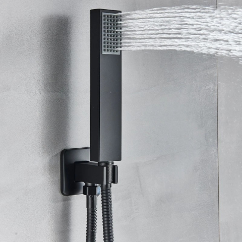 Sistem duș încastrabil negru mat cu termostat, para tavan 40x80 cm și LED [6]