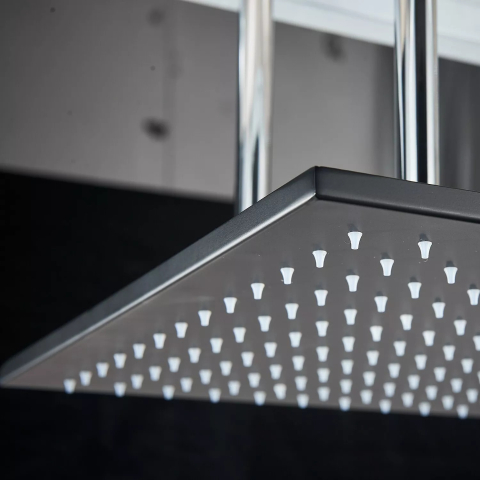 Sistem duș încastrabil negru mat cu termostat, para tavan 40x80 cm și LED [3]
