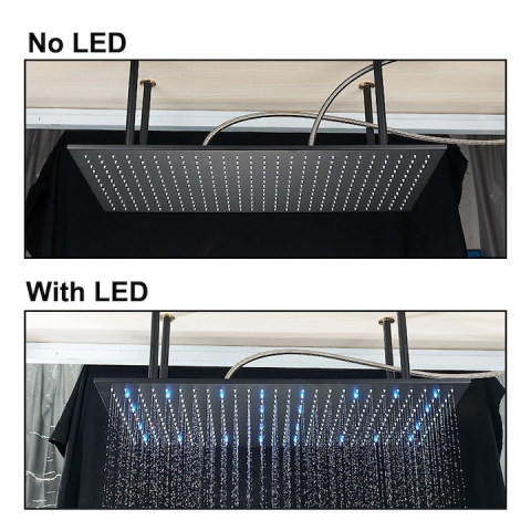 Sistem duș încastrabil negru mat cu termostat, para tavan 40x80 cm și LED [10]