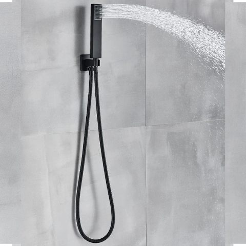 Sistem duș încastrabil negru mat cu termostat, para tavan 40x80 cm și LED [5]