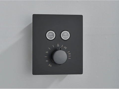 Sistem de duș încastrabil negru mat cu termostat, LED-uri și para rectangulară 40 cm [4]