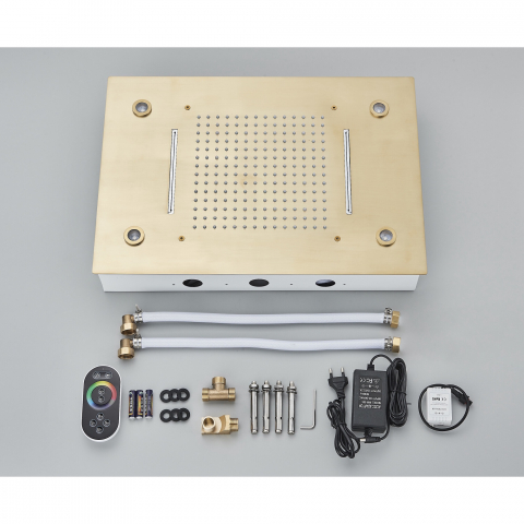 Sistem duș încastrabil auriu mat cu LED, termostat și funcție SPA [23]
