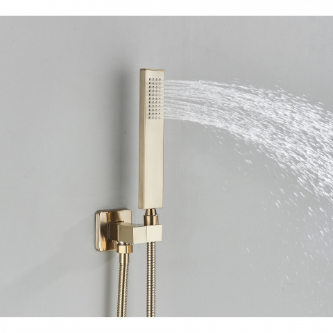 Sistem duș încastrabil auriu mat cu LED, termostat și funcție SPA [5]