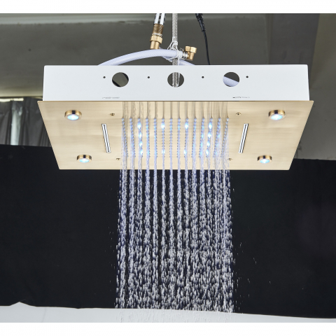 Sistem duș încastrabil auriu mat cu LED, termostat și funcție SPA [4]