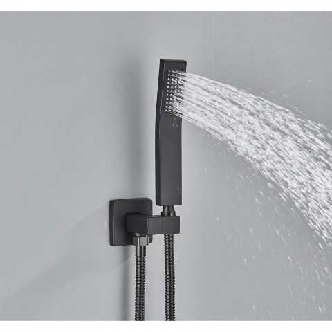 Sistem de duș încastrabil Rainfall negru mat cu termostat, funcție SPA și LED [6]