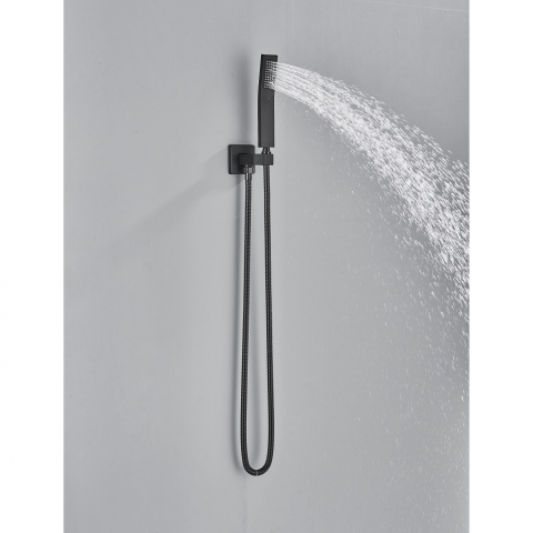 Sistem de duș încastrabil Rainfall negru mat cu termostat, funcție SPA și LED [5]
