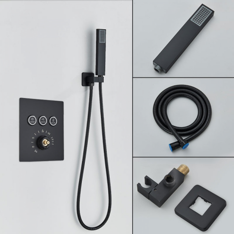 Sistem duș încastrabil negru mat cu termostat, LED și funcție SPA 40x80 cm [6]