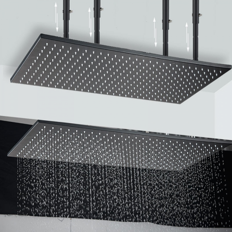 Sistem duș încastrabil negru mat cu termostat, LED și funcție SPA 40x80 cm [2]