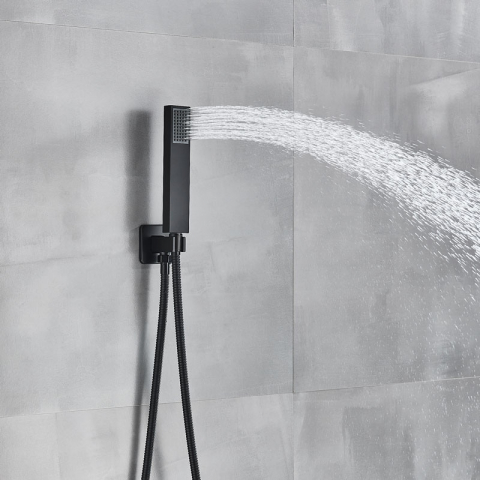 Sistem duș încastrabil negru mat cu termostat, LED și funcție SPA 40x80 cm [4]