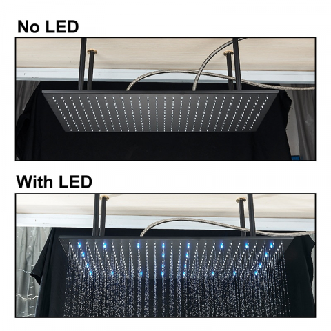 Sistem duș încastrabil negru mat cu termostat, LED și funcție SPA 40x80 cm [3]