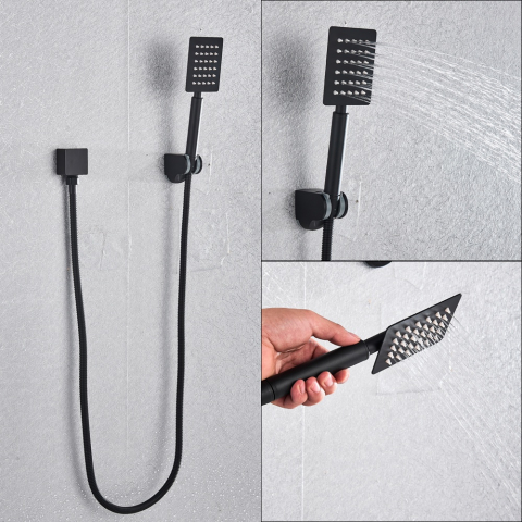 Sistem de duș încastrabil negru mat cu LCD, para 40 cm și funcție cascadă [4]